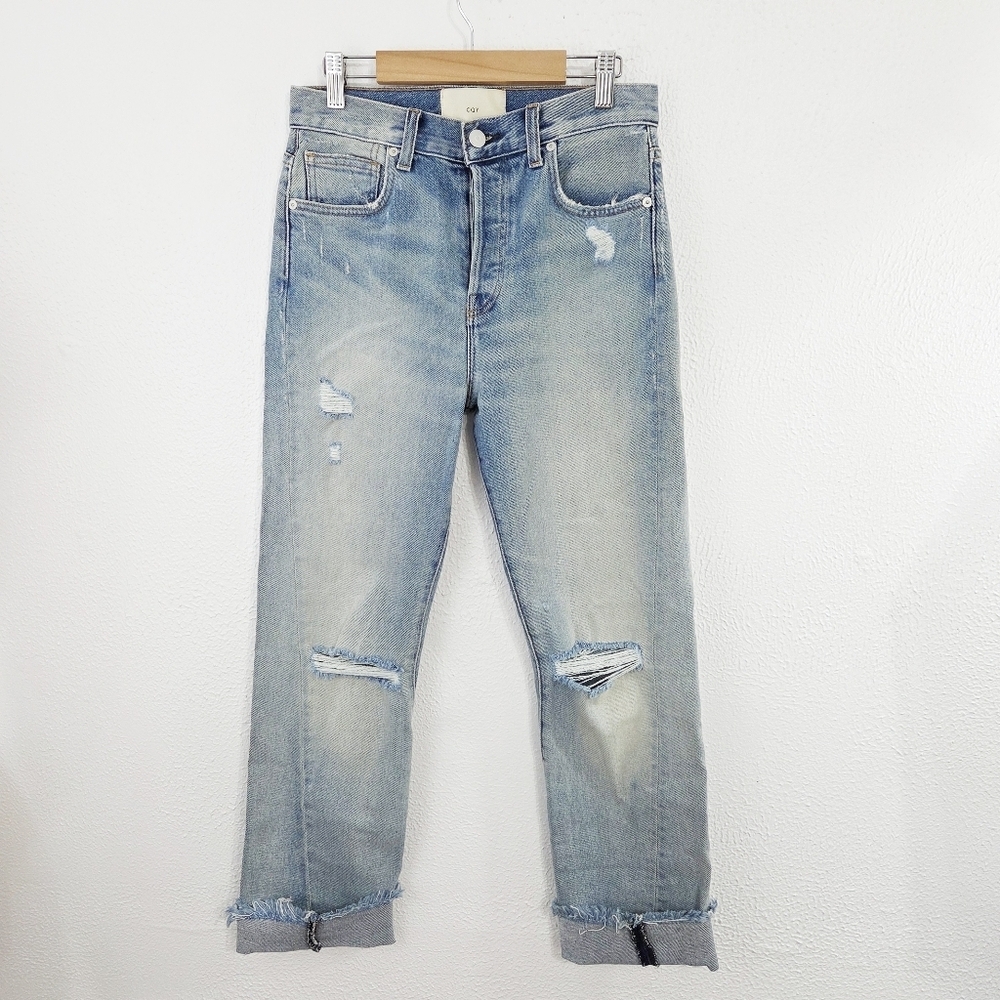 CQY Nirvana Straight Leg Jeans Twisted Seam Distressed Vintage Women's Size 27